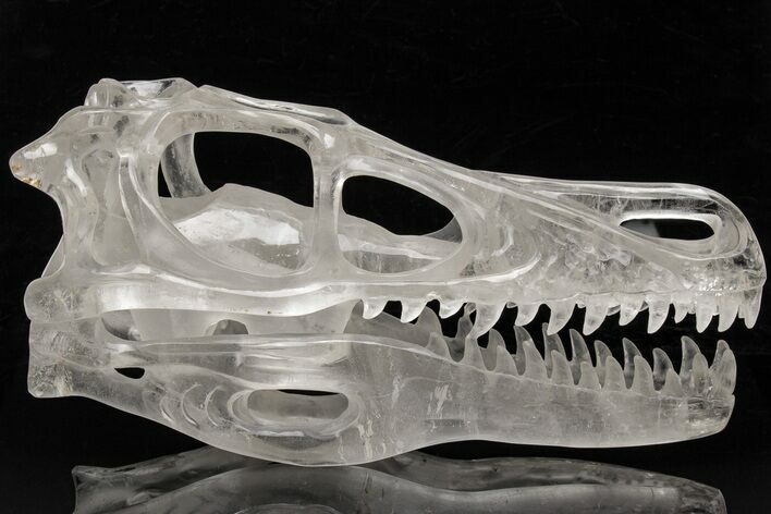 Carved Quartz Crystal Dinosaur Skull - Roar! #208840